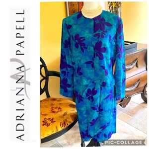 Elegant vintage 100% Silk Suit by Adrianna Papell  2 piece skirt set